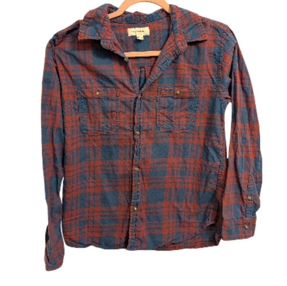 Free Assembly Cotton Plaid Button Down Shirt Size XL